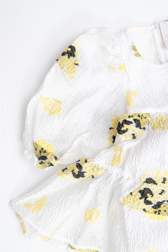 Floral Balloon Sleeves Dress